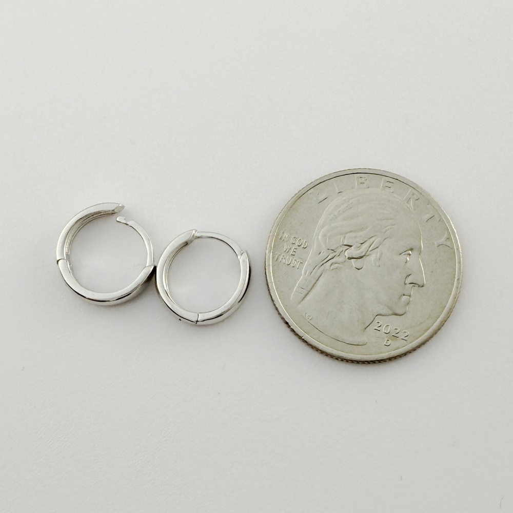 Solid Silver Tiny Huggie Earrings- Sh005 12mm - image 3